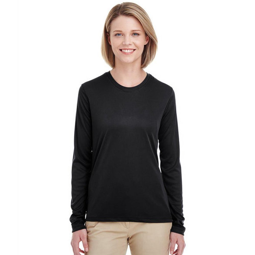 UltraClub Ladies' Cool & Dry Performance LongSleeve Top - 8622W - Black